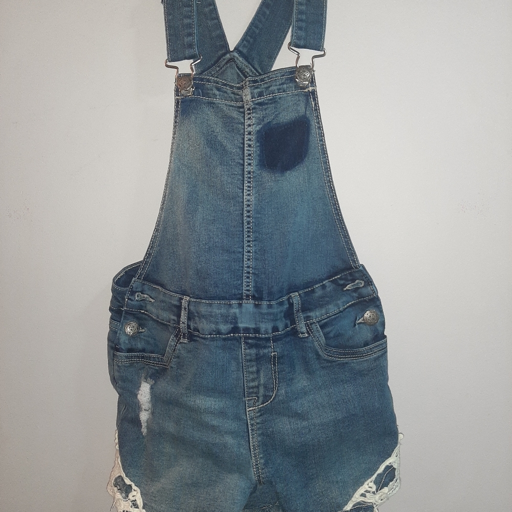 Silver Nisha Denim Shortalls Overall Jean Shorts